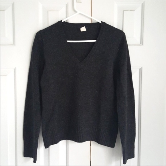 J.Crew | Dark Grey Lambs Wool V-neck Sweater - Picture 1 of 5
